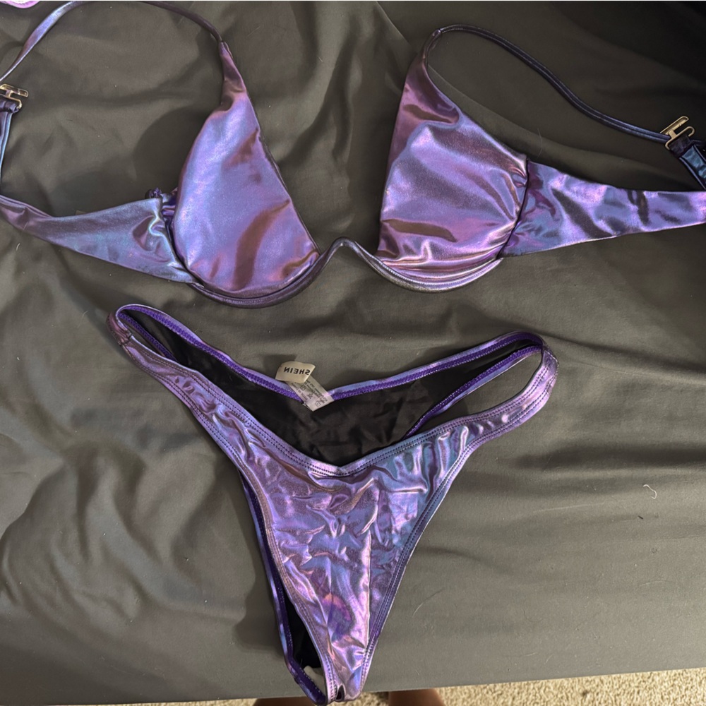Shiny Purple Bikini Set